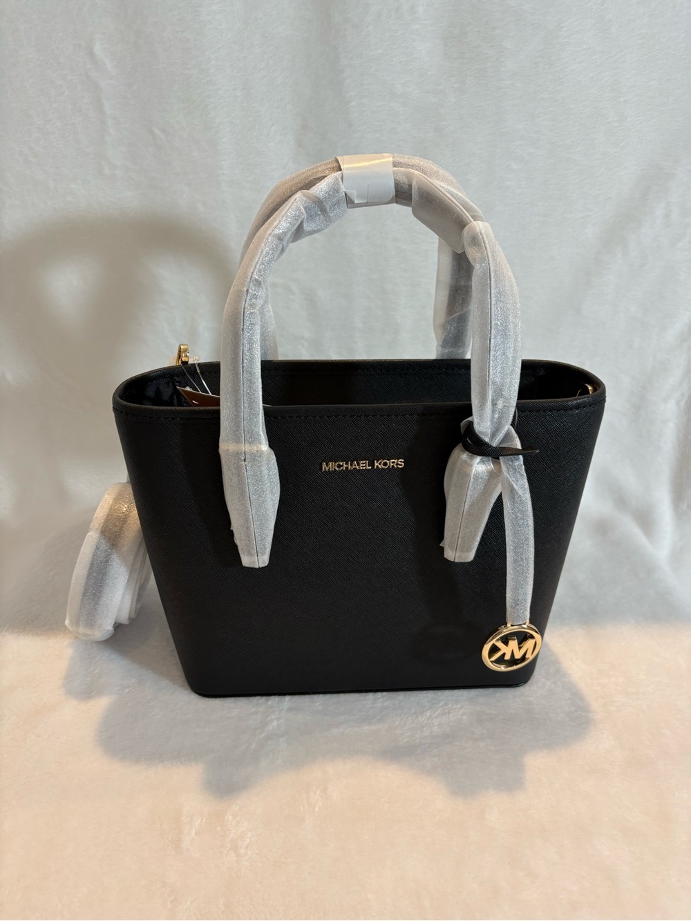*NWT* MICHAEL KORS Jet Set Extra-Small Saffiano Leather Top-Zip Tote Bag - Black